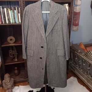 Paul Stuart Vintage Charcoa Wool Tweedl Trench Coat